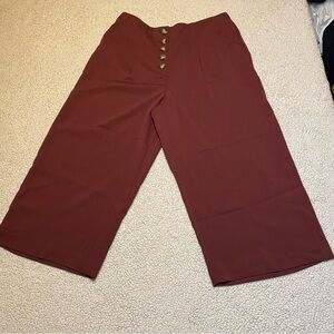 Reitmans Women’s Terracotta Culotte Trousers with Button Accent - 14 Petite
